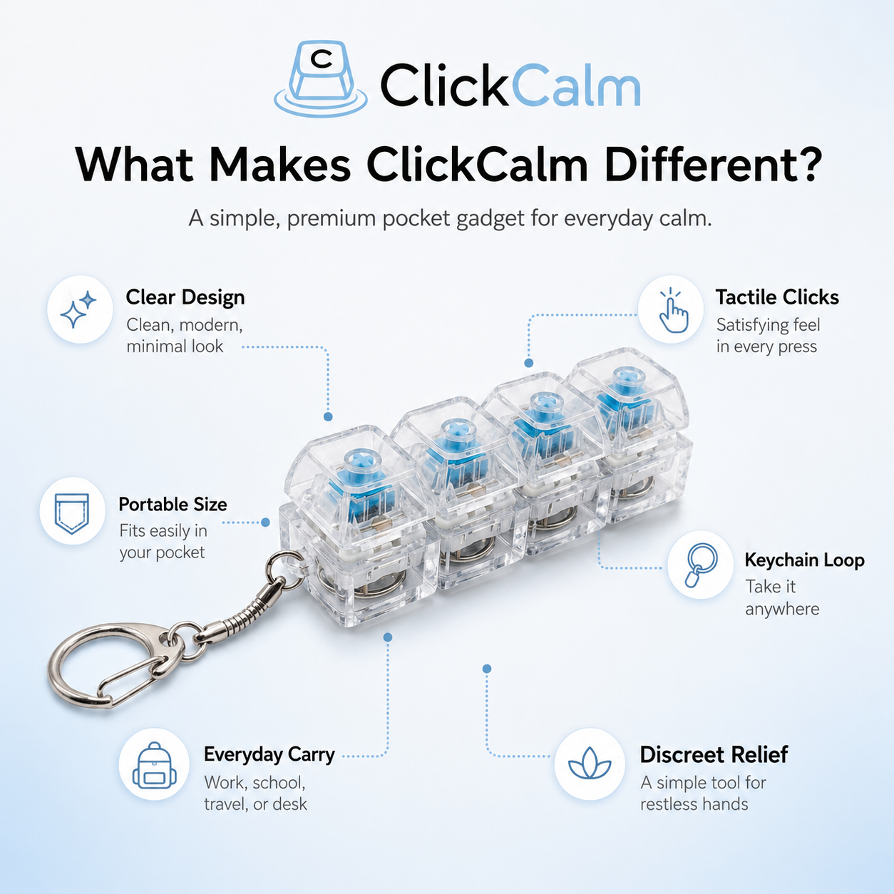 Relaxing Keyboard Fidget Keychain
